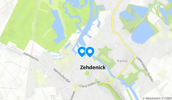 Kartenausschnitt Schleuse Zehdenick